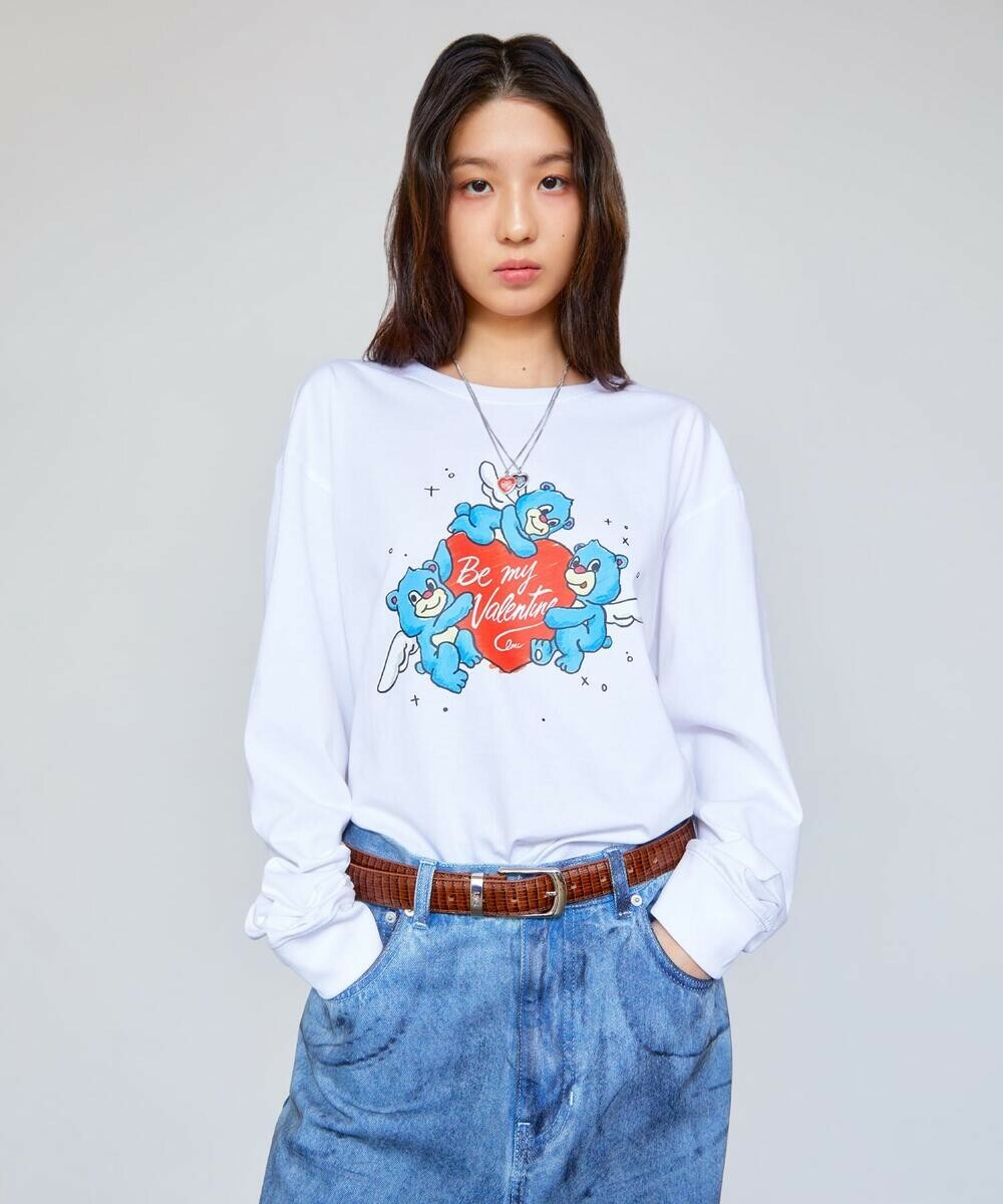 【OWN】LMC Valentine's Day 情人節 熊熊 休閒 薄長袖 長袖 上衣 新款 不分男女 黑色 白色