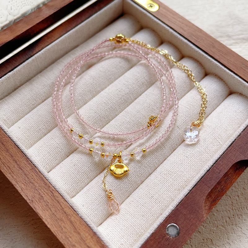 【星軌】切面粉晶尖石三圈手鍊/項鍊/鎖骨鍊