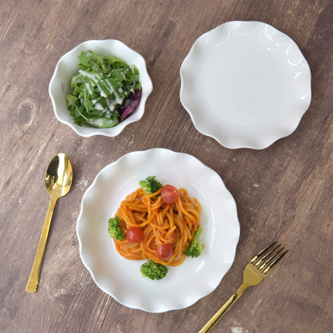 TP 褶邊餐盤/白 約17cm