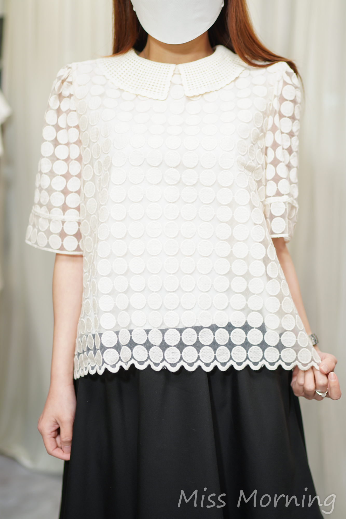 有內里刺繡波波點上衣(14478)&高質重工摩登傘裙(33906)