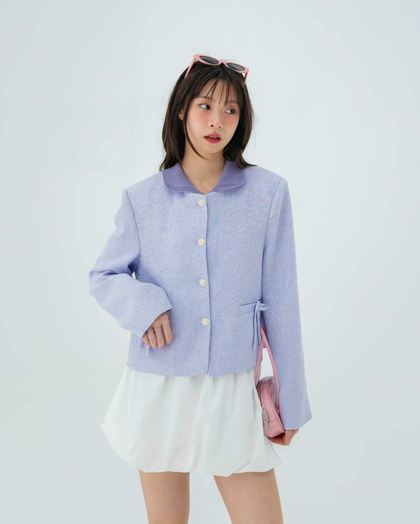 Kimmame - Bow Tweed 開襟毛衣