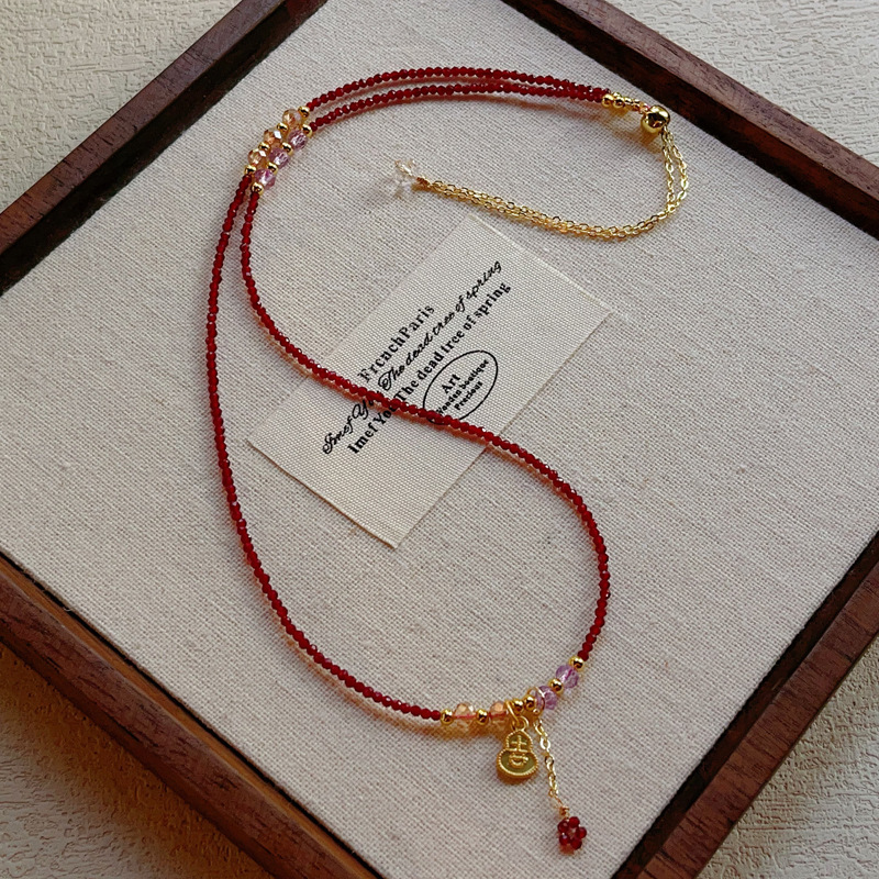 【星軌】切面紅尖晶三圈手鍊/項鍊/鎖骨鍊