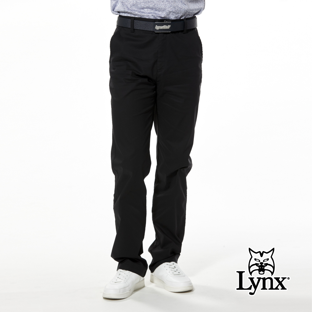 【Lynx Golf】彈性舒適混紡特殊布紋平面休閒長褲