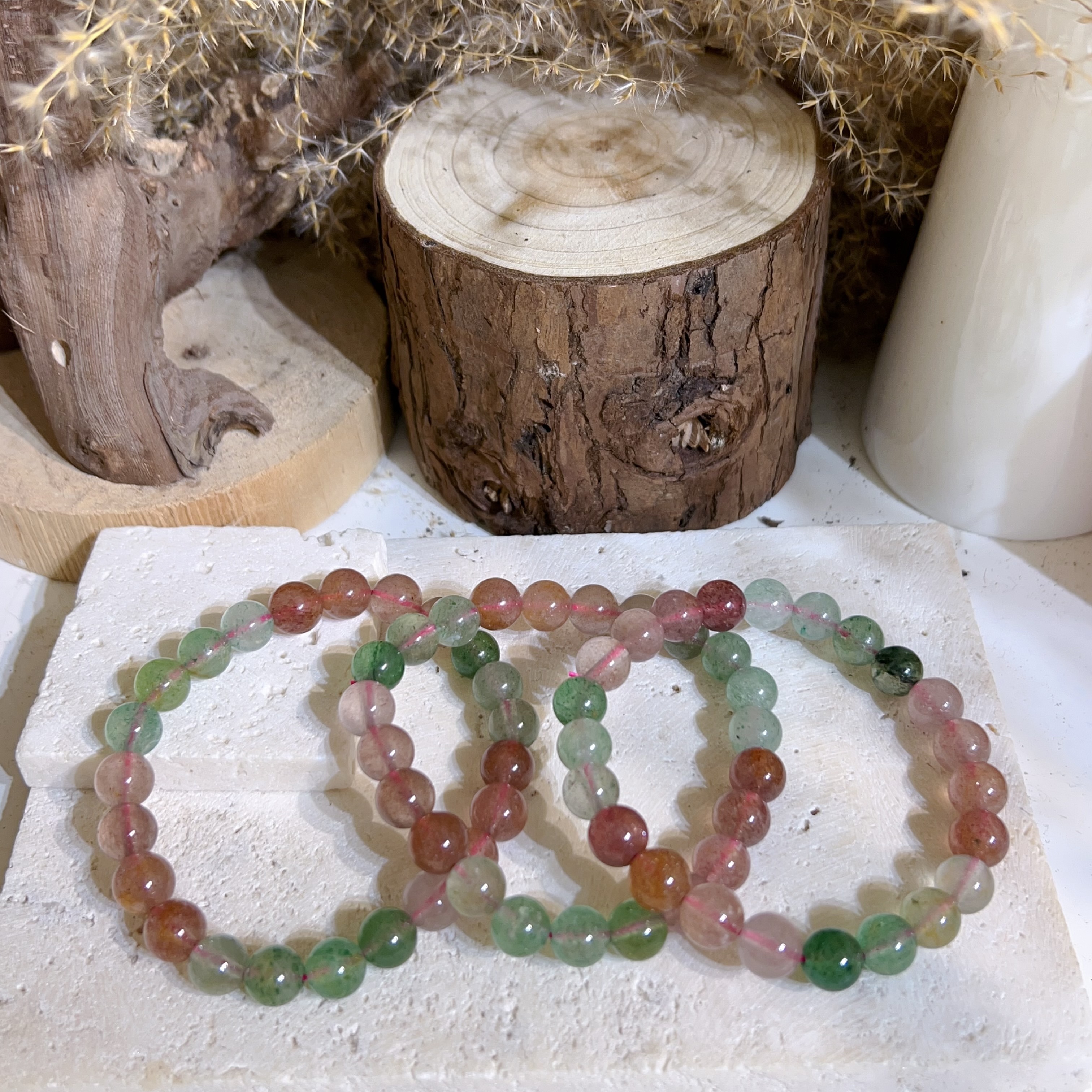 紅綠草莓晶手串 8mm