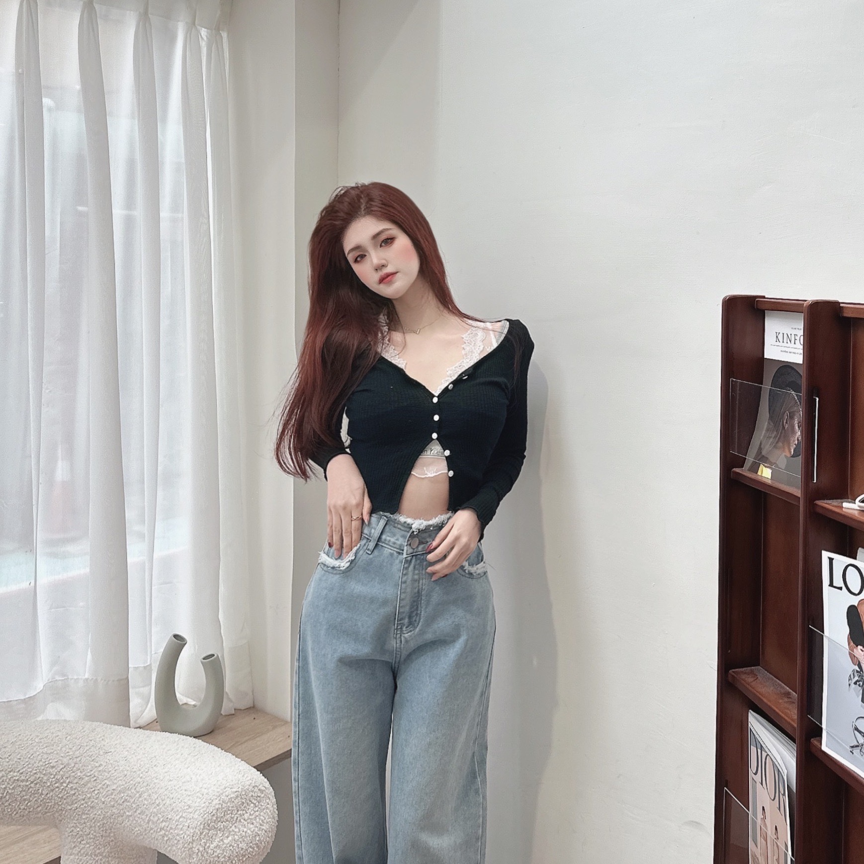 絕美蕾絲雕花兩件套上衣/三色