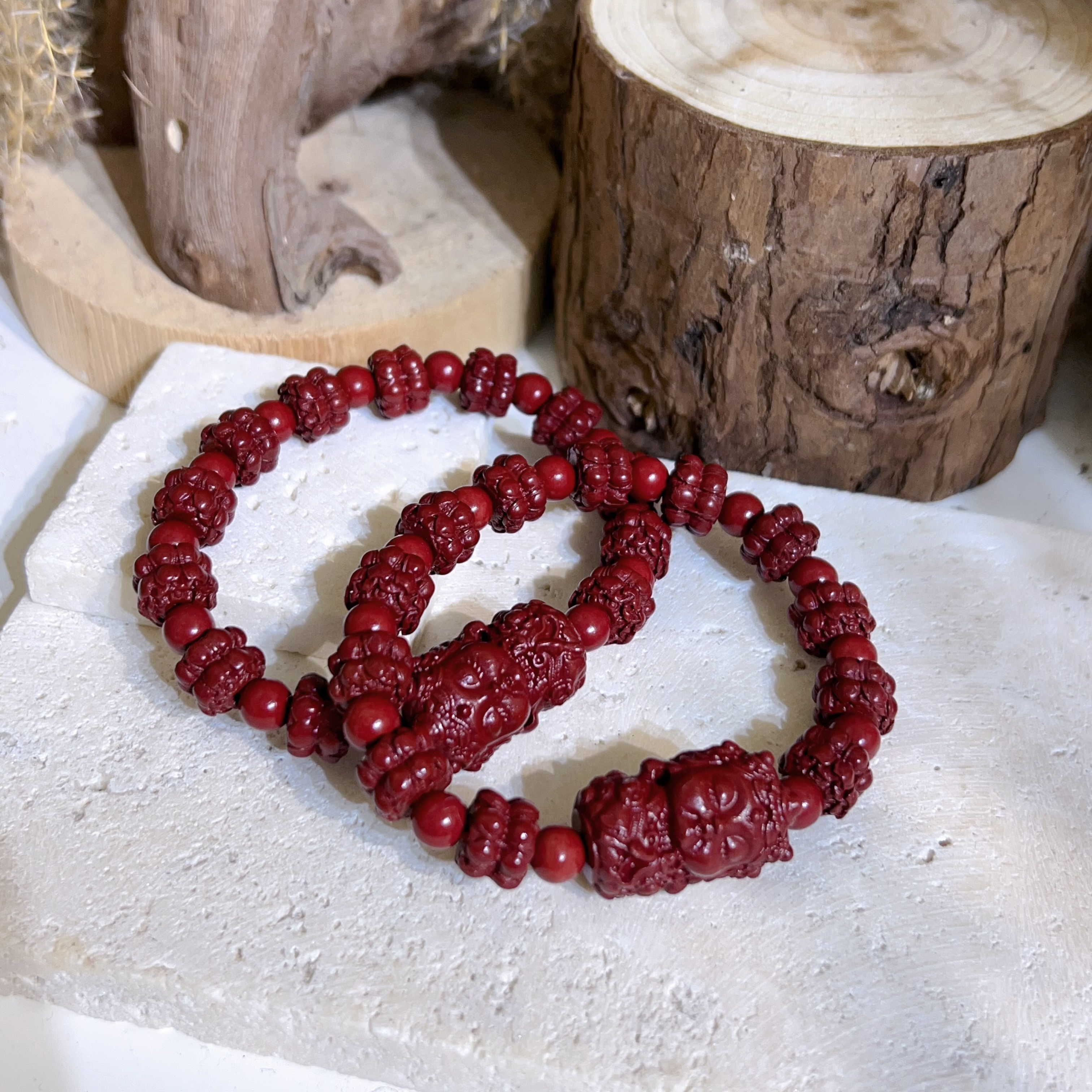 💛$120@2 度母雕刻紫金砂手串 8mm