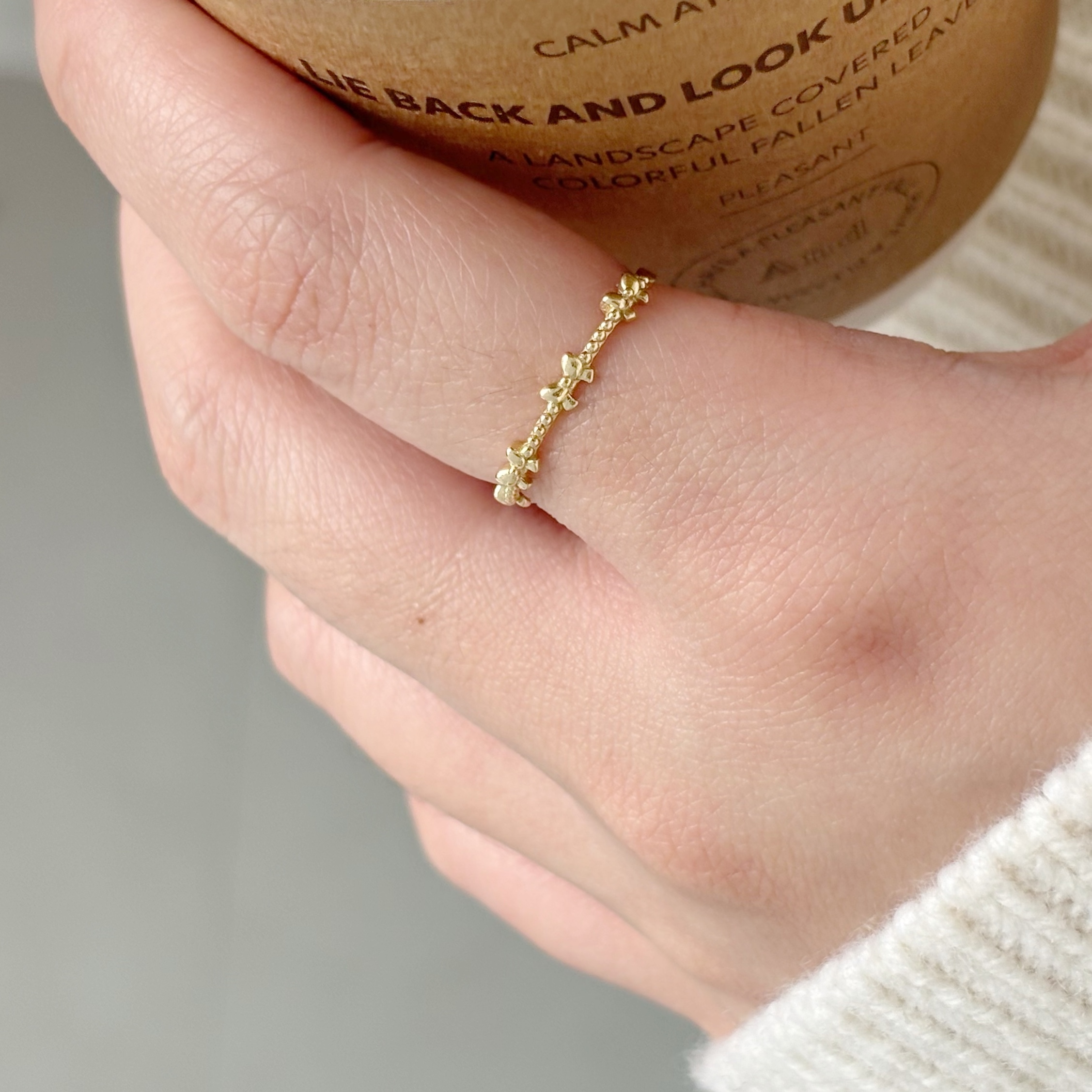 14K Dot&Ribbon戒指