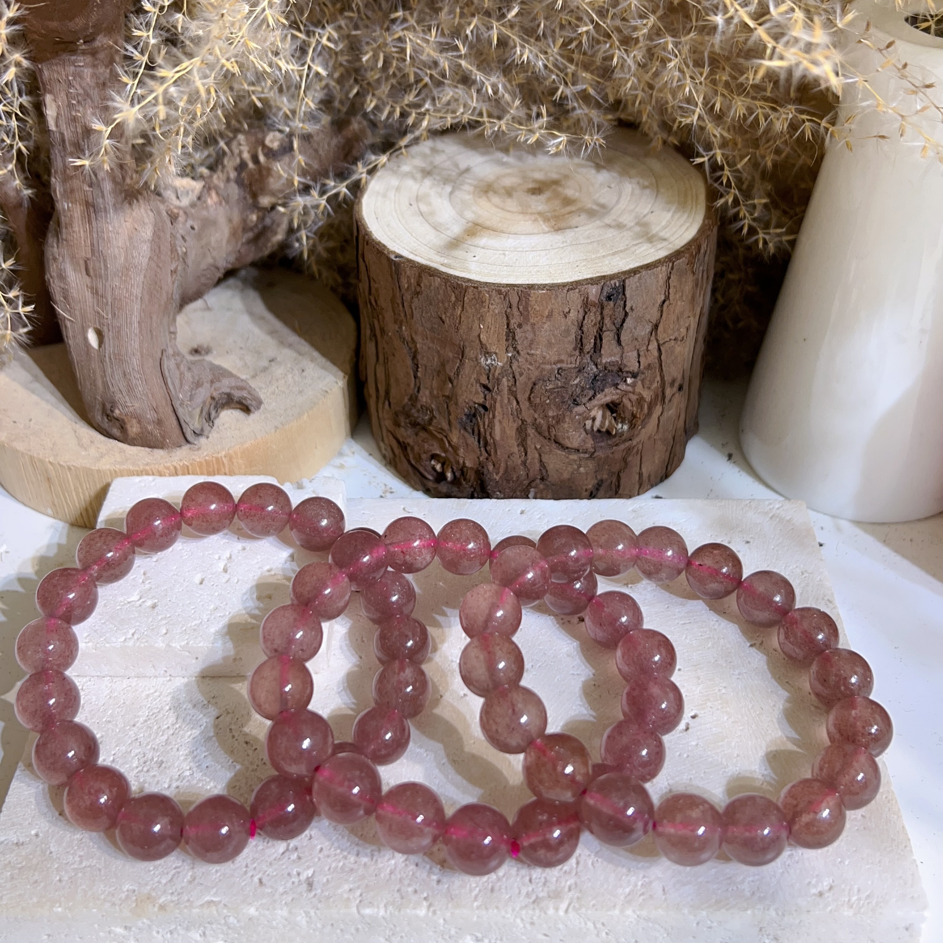 深紅草莓晶手串 10+mm