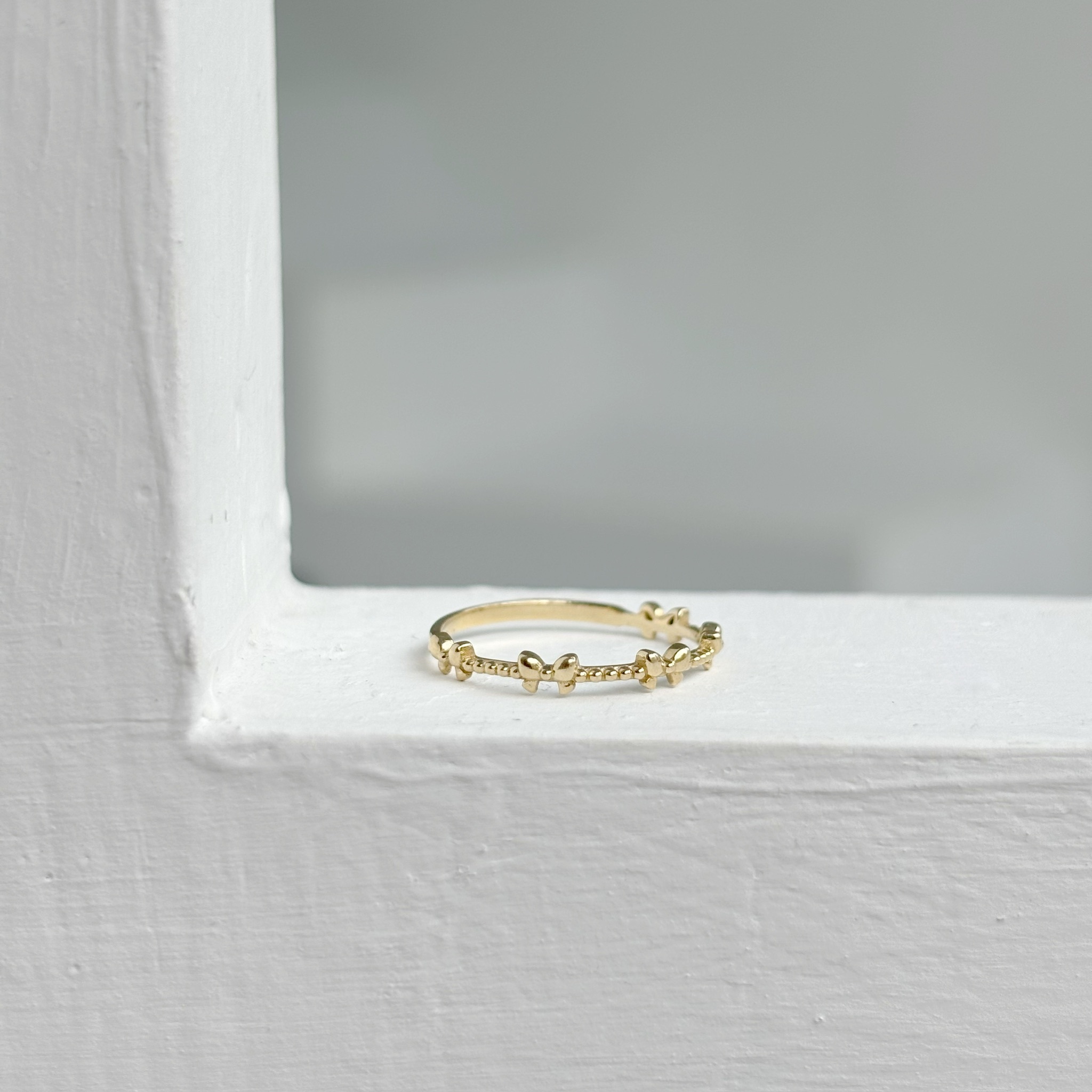 14K Dot&Ribbon戒指