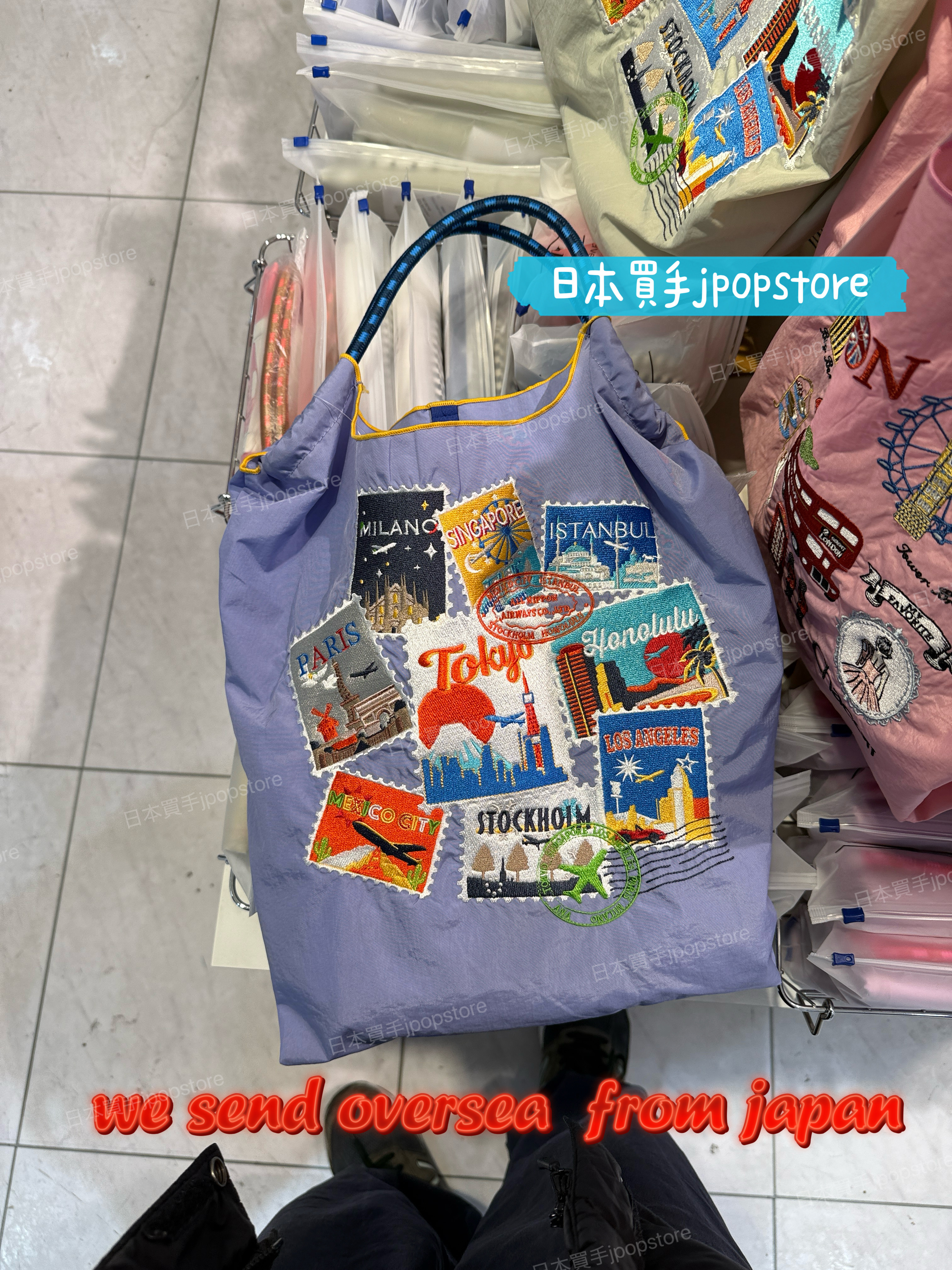 BALL & CHAIN 刺繡 STAMP 可摺疊手提袋（M / L 尺寸）