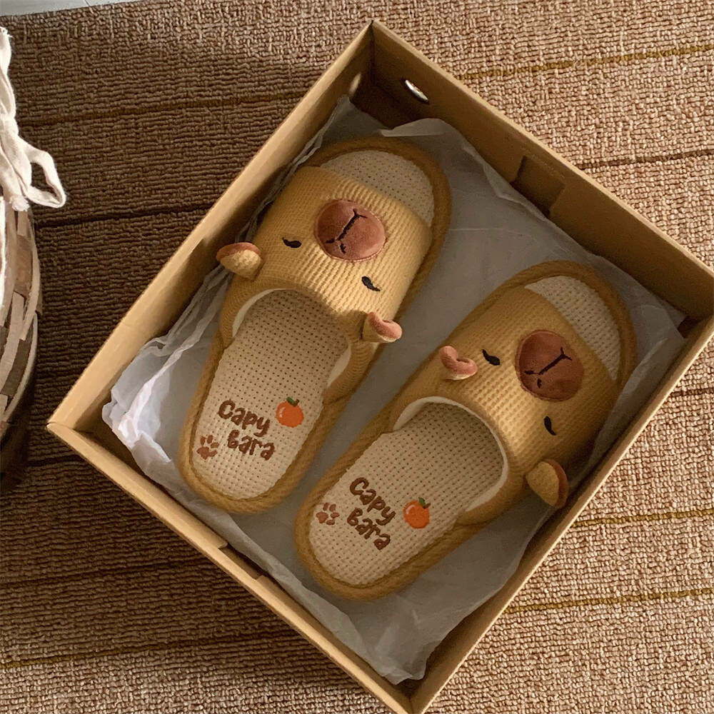 《5782》卡皮巴拉亞麻室內拖