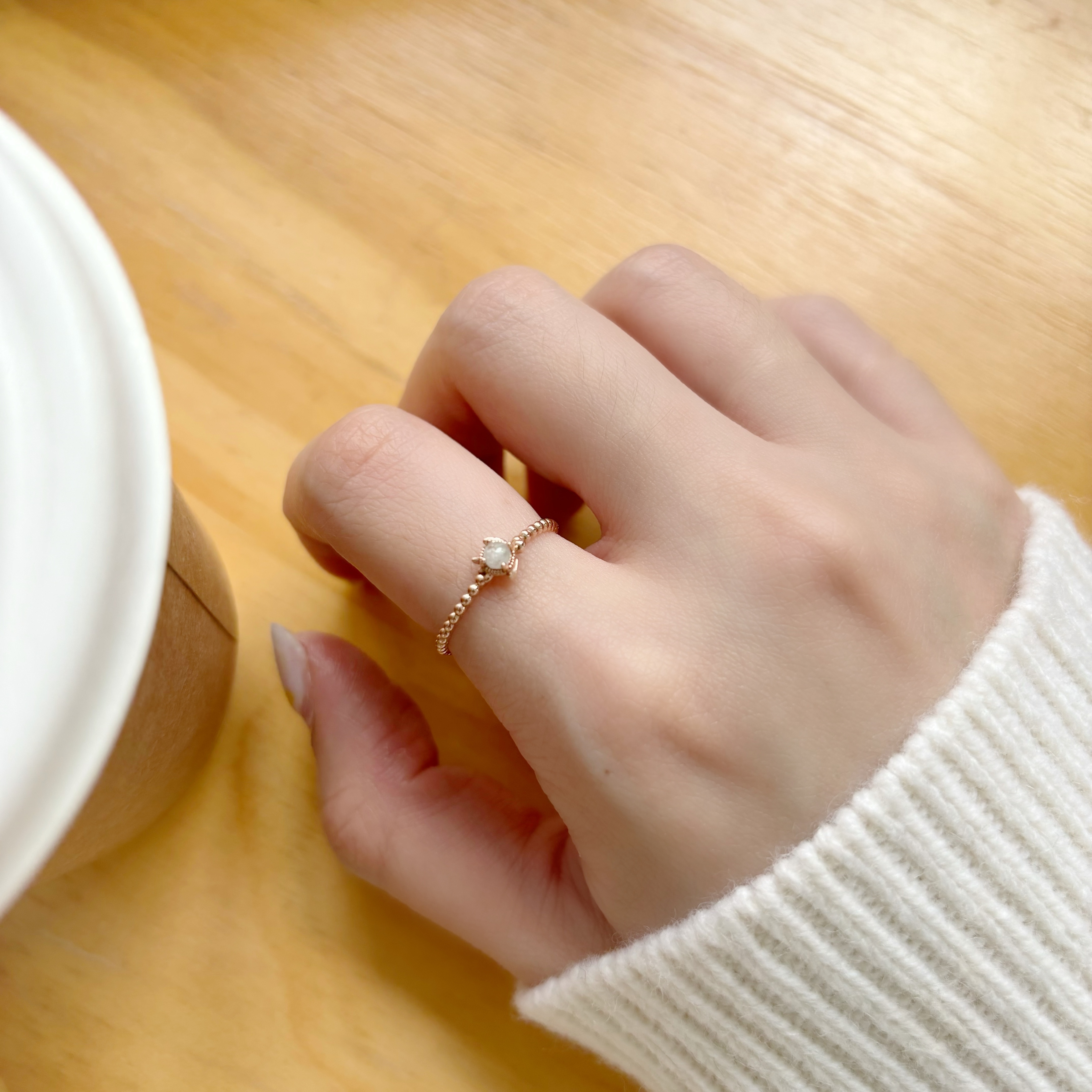 14K小海龜灰鑽原礦戒指