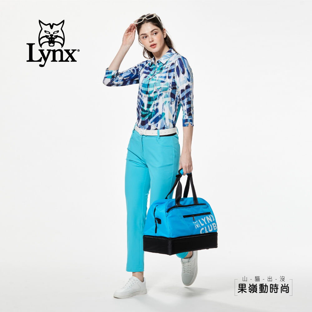 【Lynx Golf】歐洲布料花布圖樣兩袖開杈七分袖POLO衫