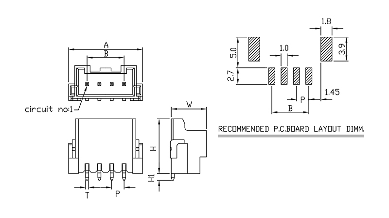 1JM20A,2.0mm,SMD,線對板連接器,公座,90度