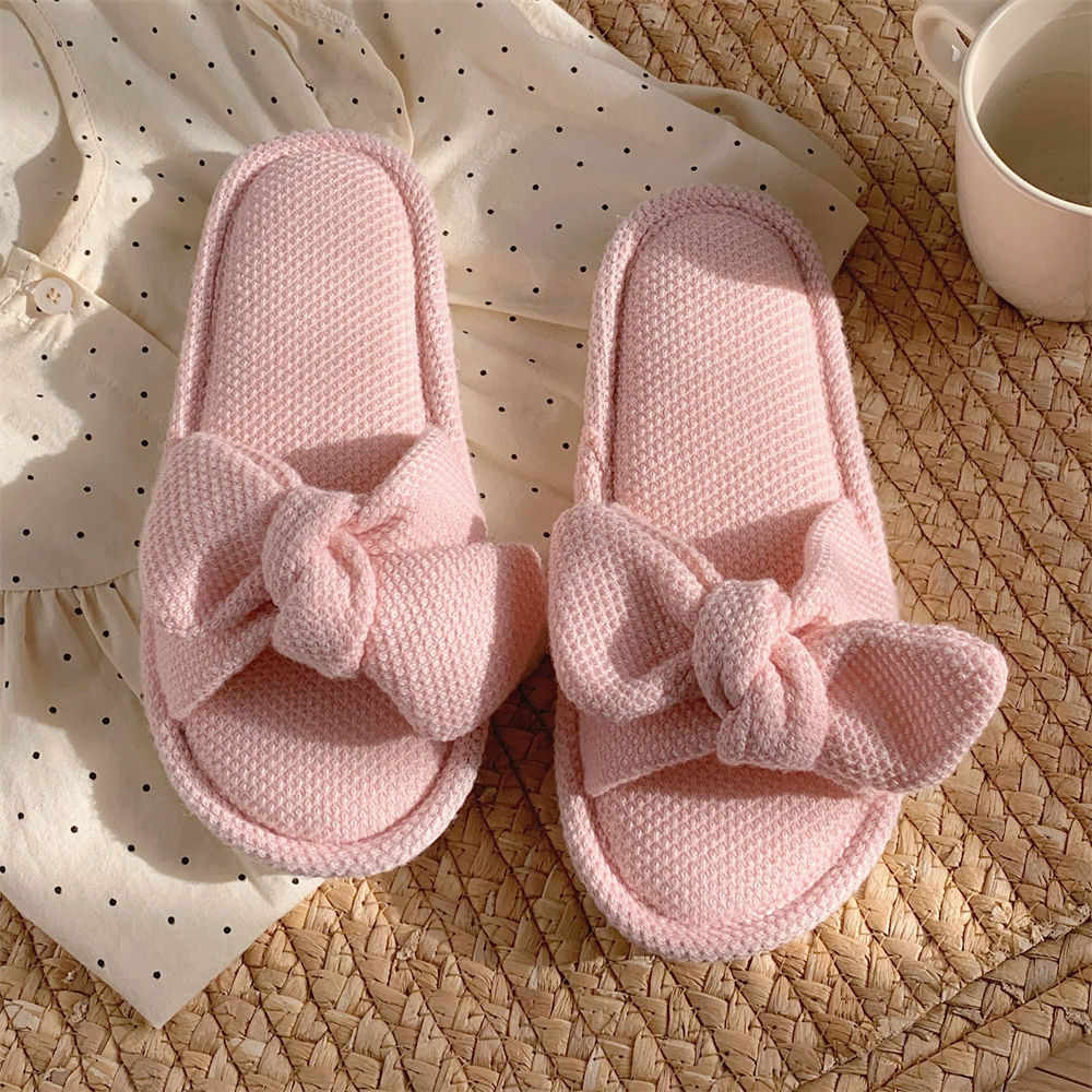 《5783》少女心蝴蝶結亞麻拖鞋