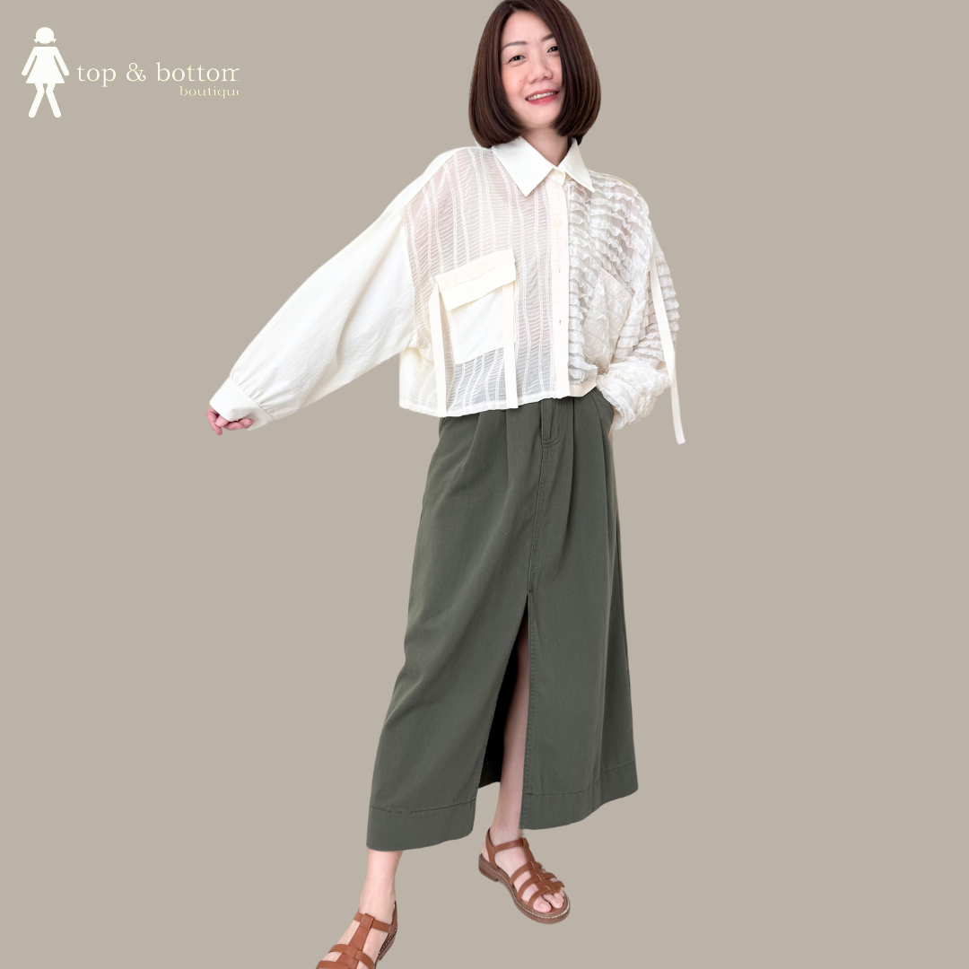 DENIM SLIT FRONT PENCIL SKIRT