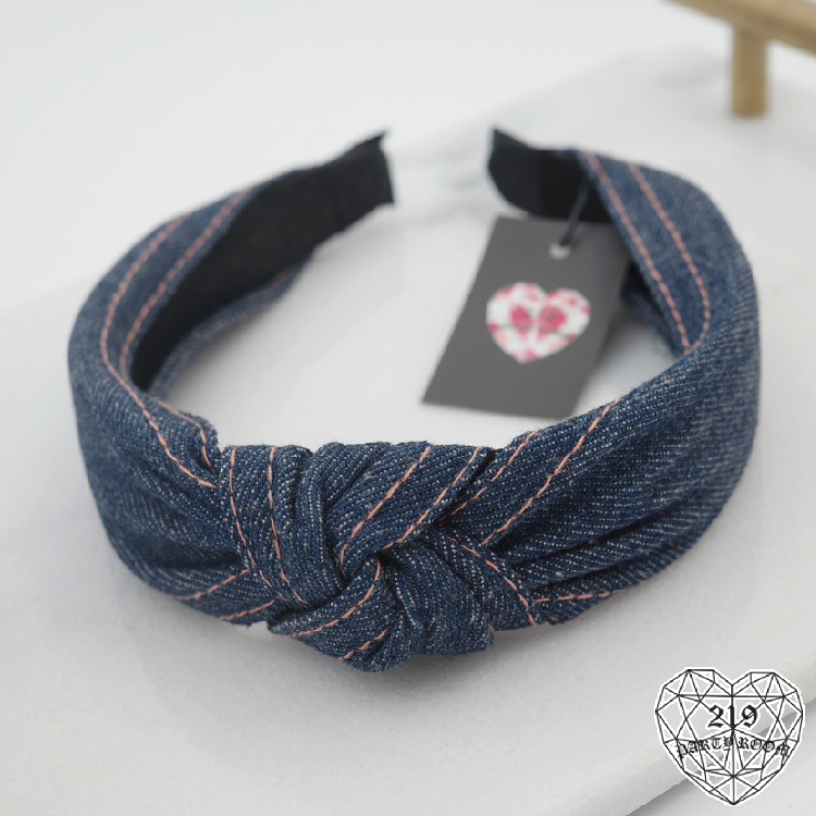 丹寧布蝴蝶結髮箍