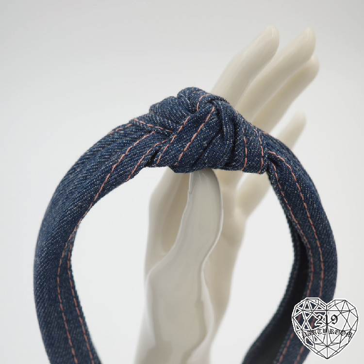 丹寧布蝴蝶結髮箍