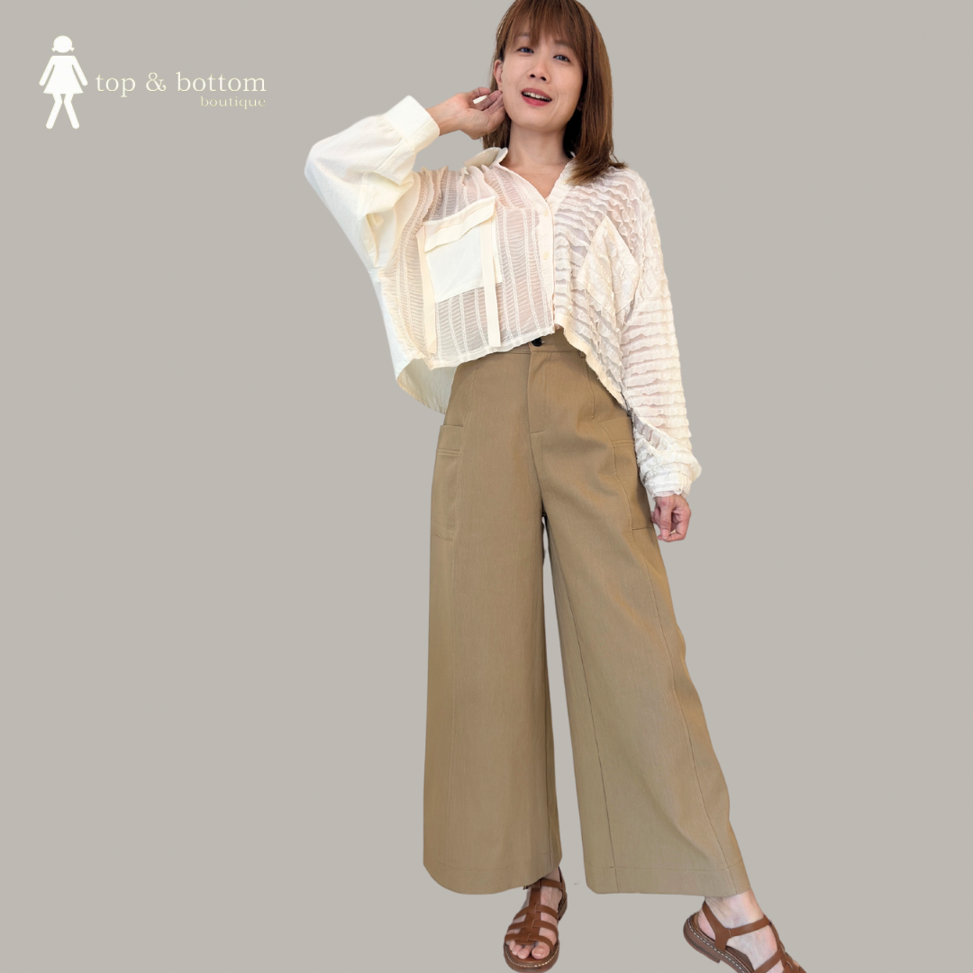 LONG SLEEVE RUFFLE-TIERED SHEER BUTTON BLOUSE