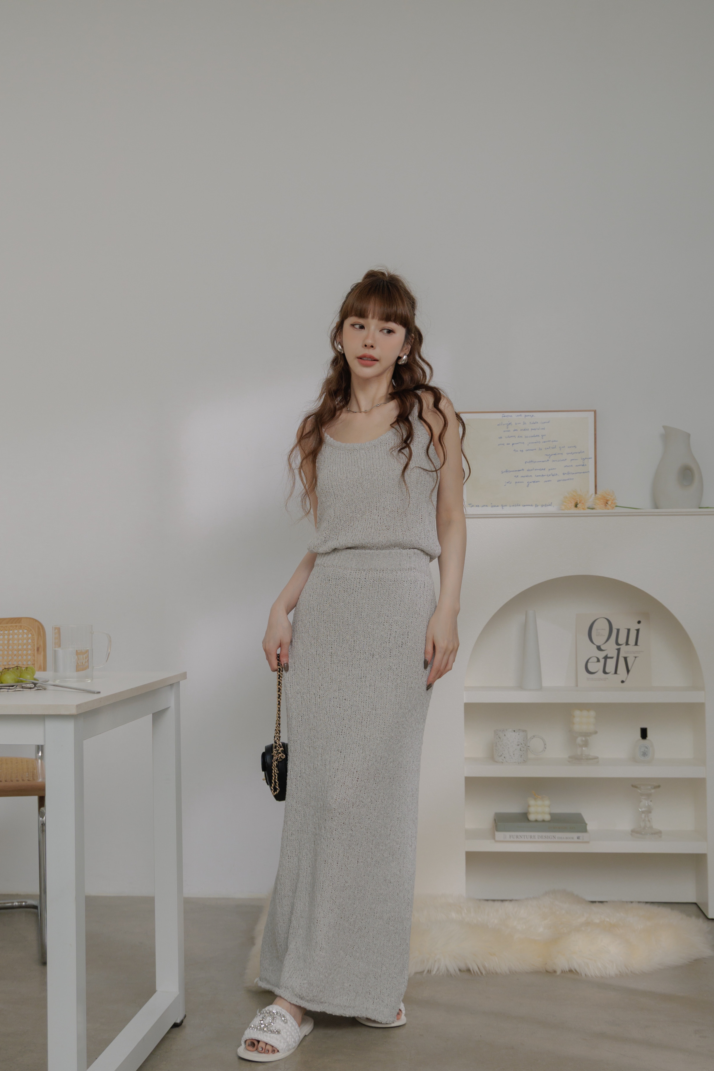 (現貨) 優雅針織傘狀長裙 G37