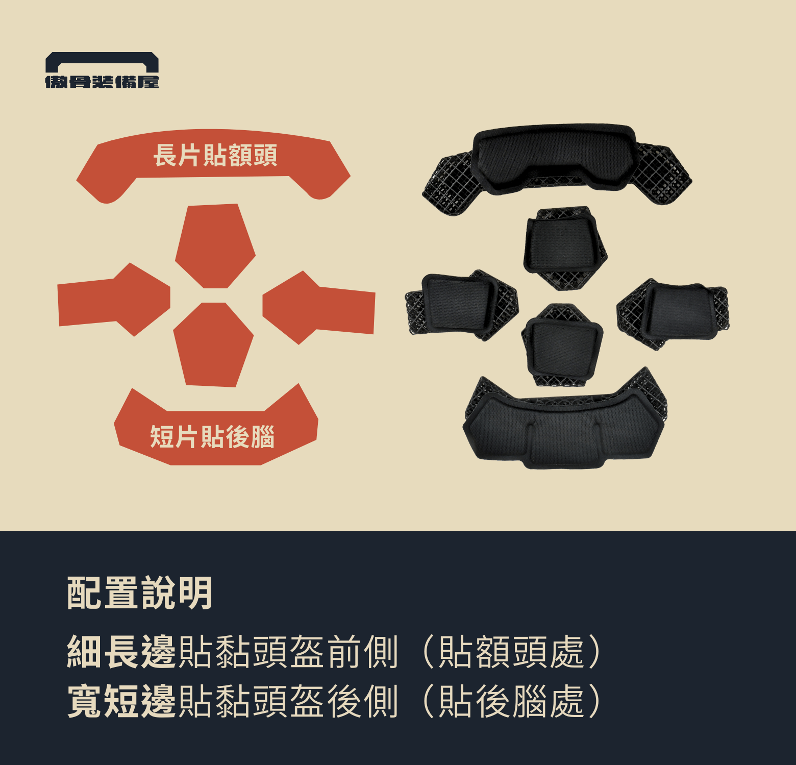 步驟2️⃣:放入微晶格頭盔墊 前片 → 貼合額頭區域,避免額頭壓迫感。 後片 → 置於後腦部位,提升支撐與穩定性。 中片(五角形 & 箭頭形) → 調整放置位置,確保均衡分佈壓力。 微晶格墊的獨特蜂巢結構,可有效促進空氣流通,減少悶熱感,提升 舒適 體驗。 3️⃣ 安裝記憶棉墊片