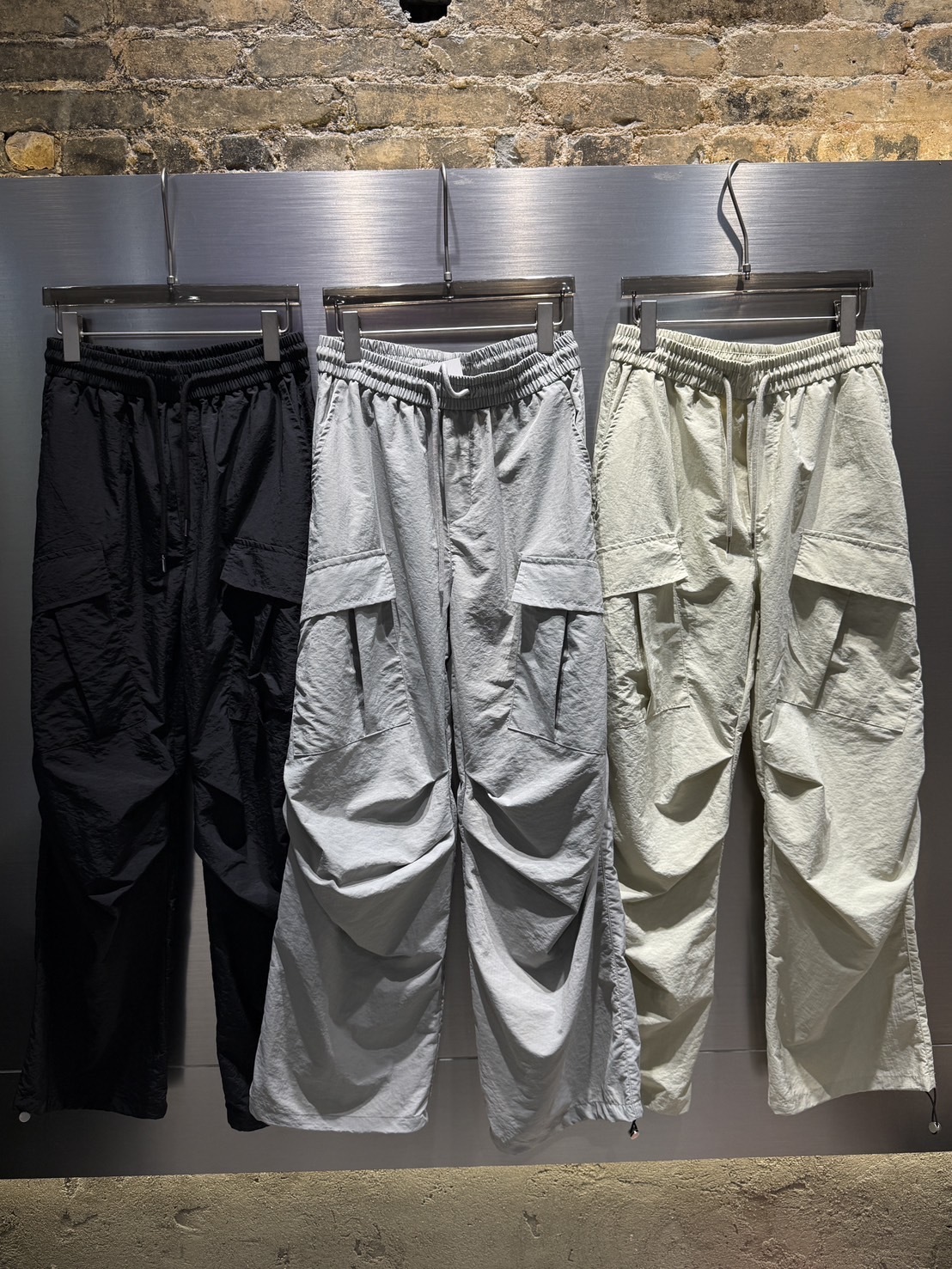 erhu 透氣格紋布寬褲 工作褲 222325