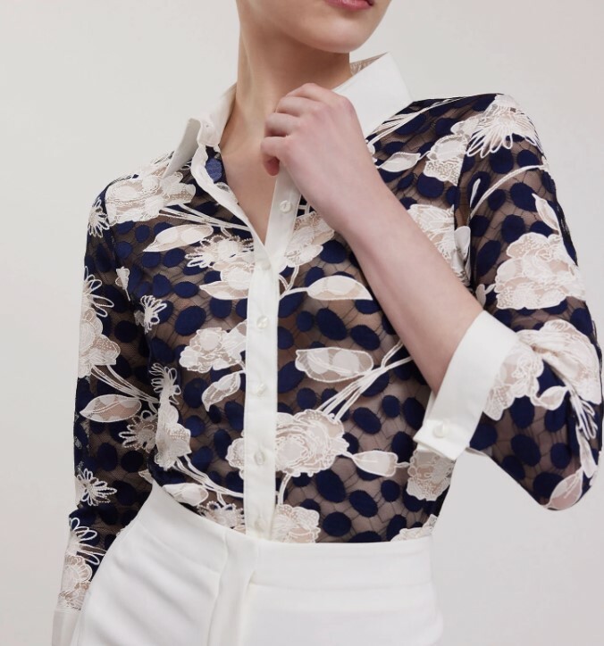 1AN0320-039 ANNE FONTAINE Vaxy Shirt Dark Navy SS25 #P20F099516 (C-EU-E)