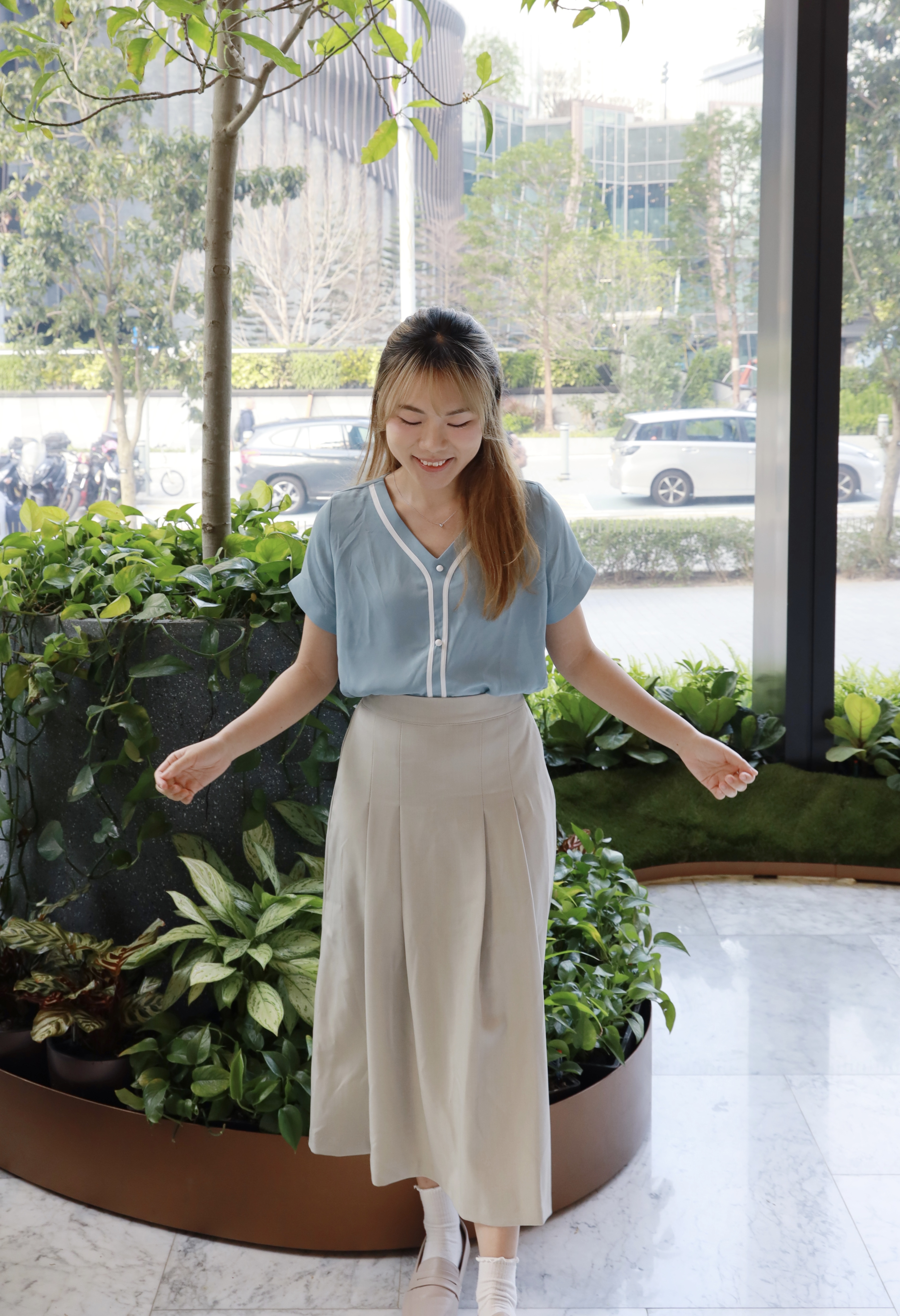 ||SKl250|| 百摺簡約直身長裙