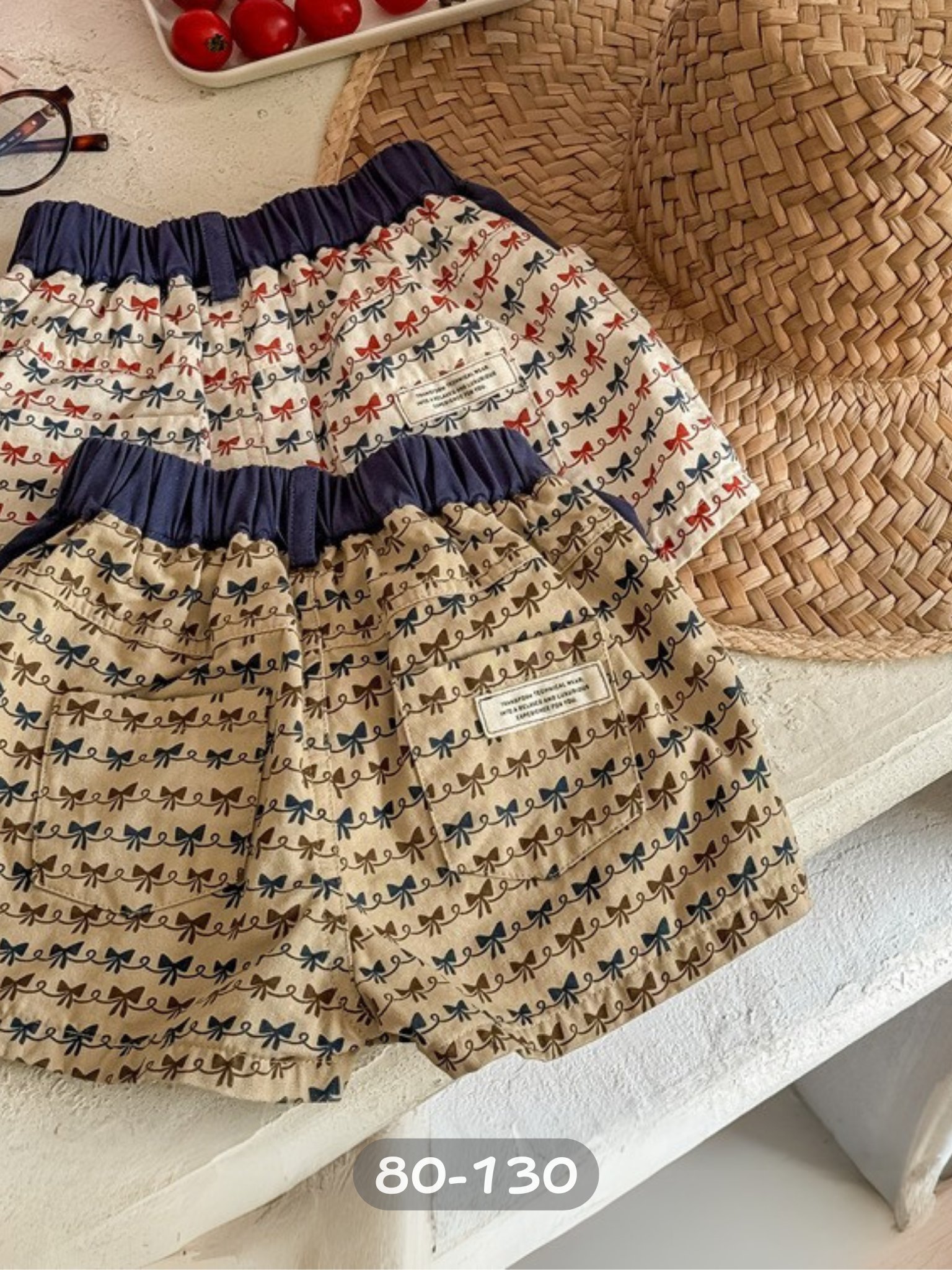 滿印蝴蝶結 棉質短褲