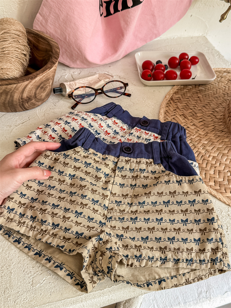 滿印蝴蝶結 棉質短褲