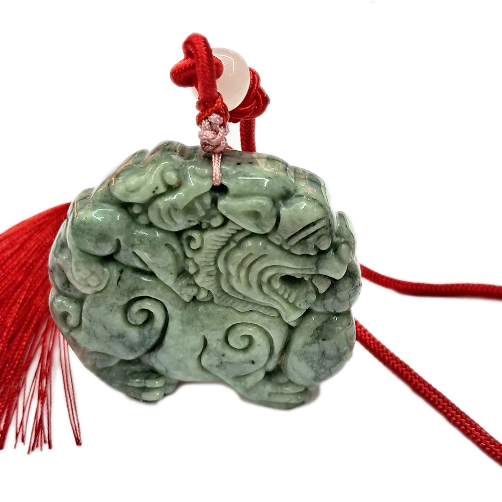 招財麒麟{緬甸玉}雙面巧雕玉珮【十方】135488