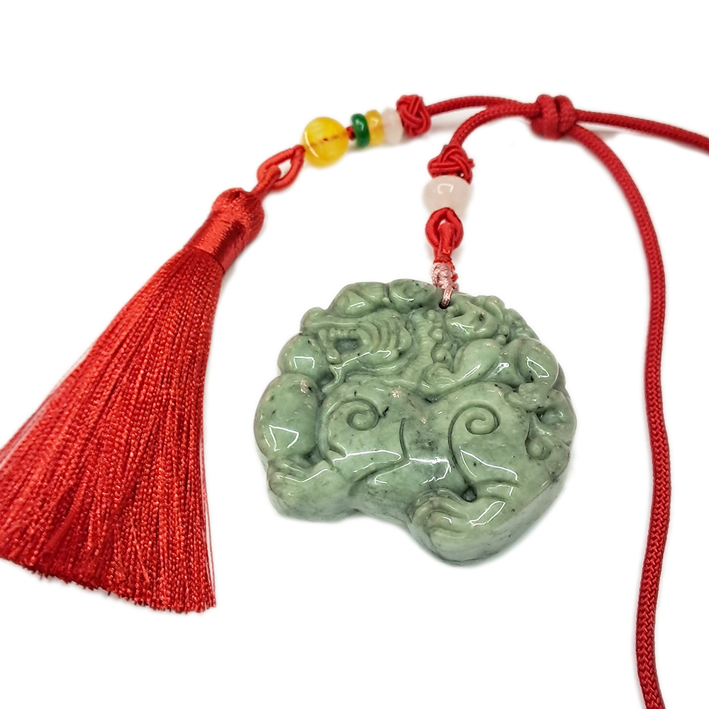 招財麒麟{緬甸玉}雙面巧雕玉珮【十方】135488
