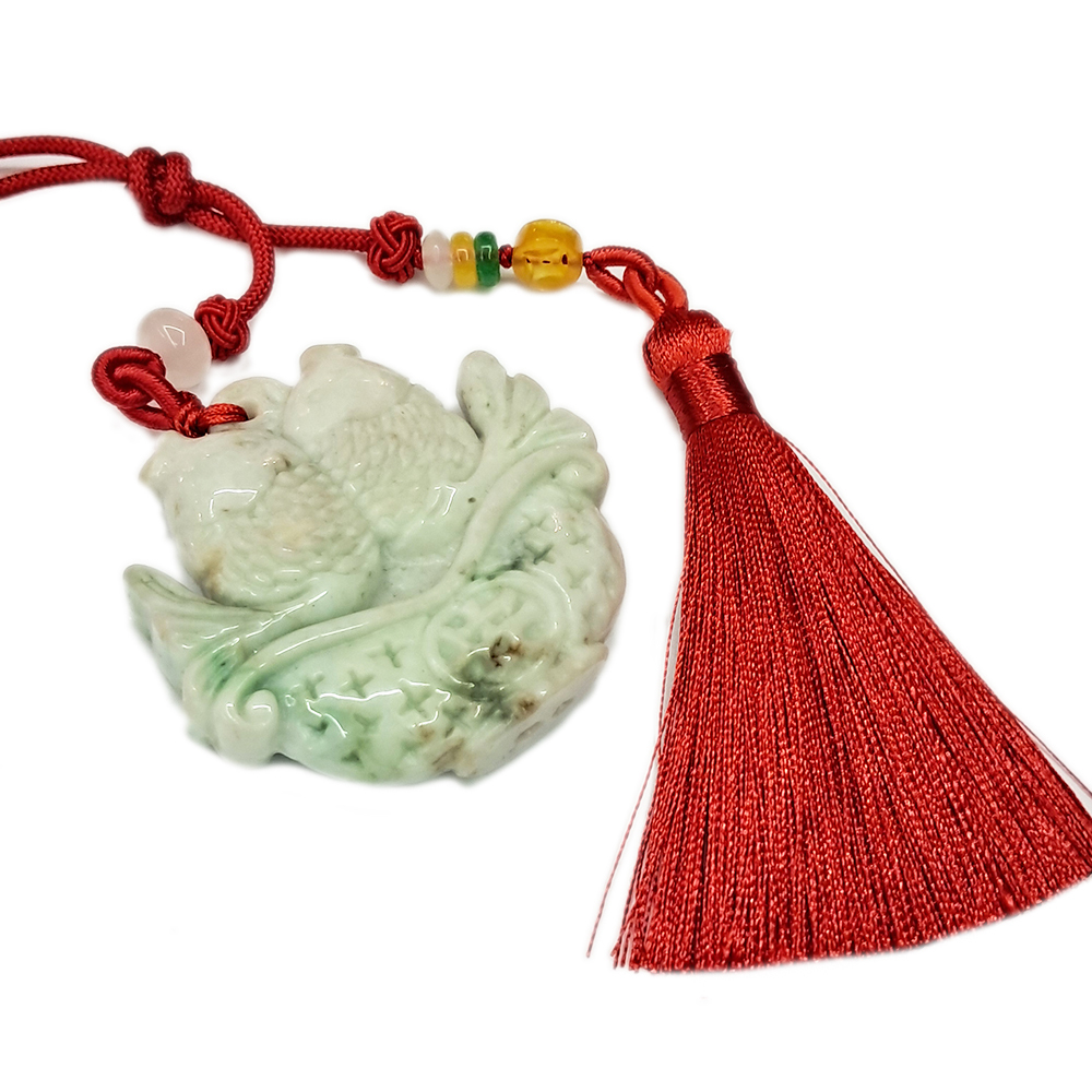 年年有魚{緬甸玉}雙面巧雕玉珮 吉祥掛飾【十方】135493