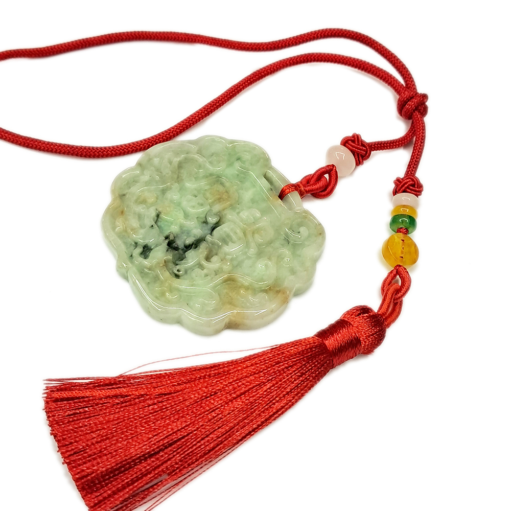 福祿壽富貴{緬甸玉}雙面巧雕吉祥掛飾【十方】135495