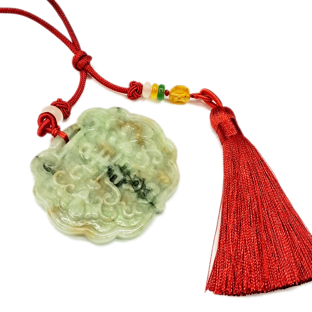 福祿壽富貴{緬甸玉}雙面巧雕吉祥掛飾【十方】135495