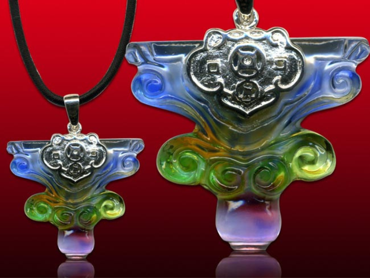 鹿港窯水晶琉璃|如意銀飾項鍊 吉祥如意好運相隨開運納福