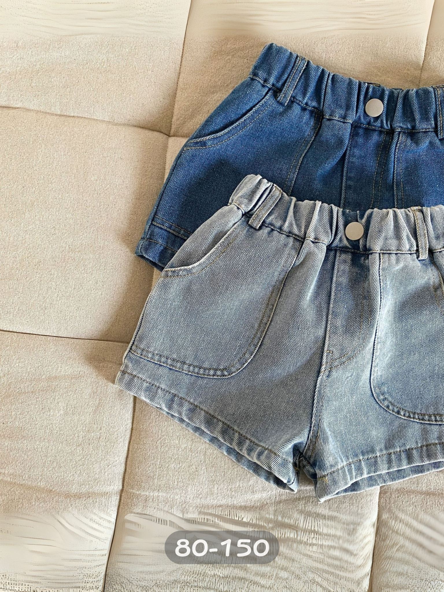 極簡素面牛仔短褲