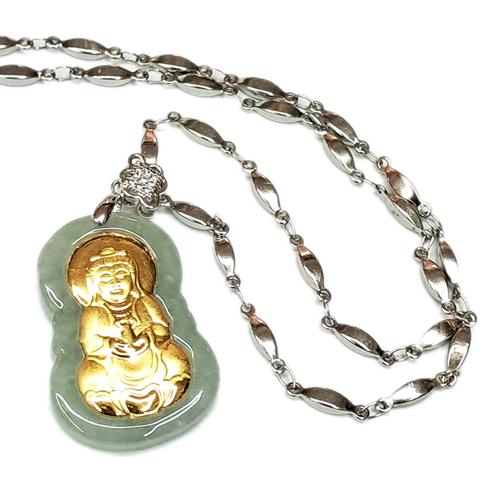 平安999金箔玉寶瓶觀音銀墜3公分【十方】146645