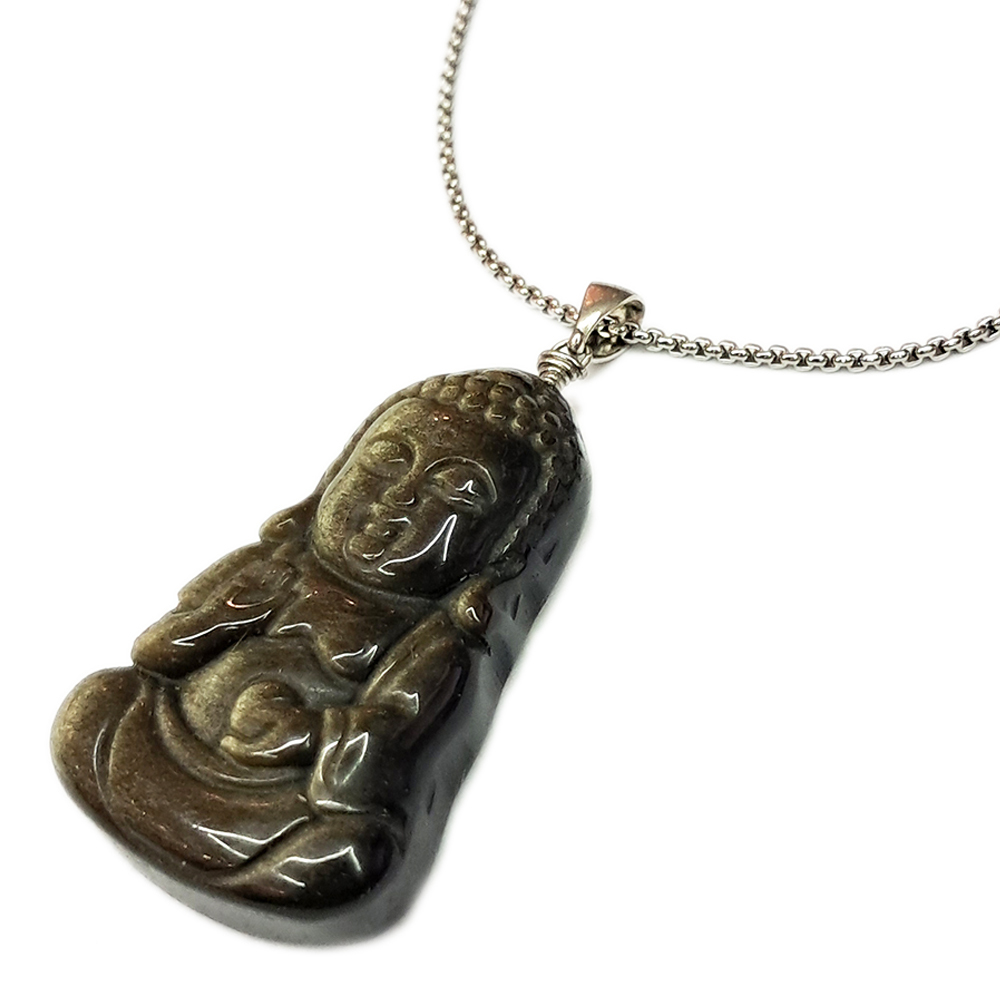 童顏佛{金曜石}墜飾&鈦鋼項鍊【十方】148575