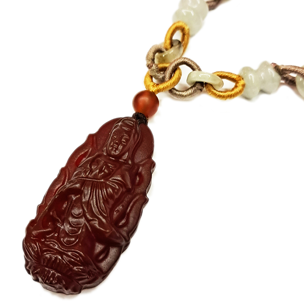 白衣觀音{紅玉髓}中國結項鍊【十方】134287