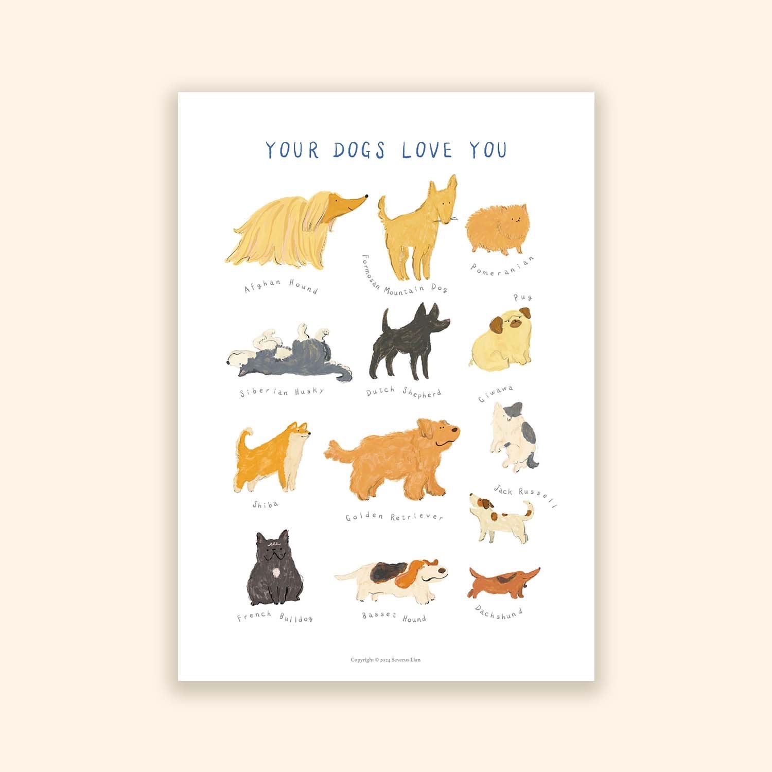 狗狗圖鑑 A3海報 複製畫｜SEVERUS LIAN 里恩太太