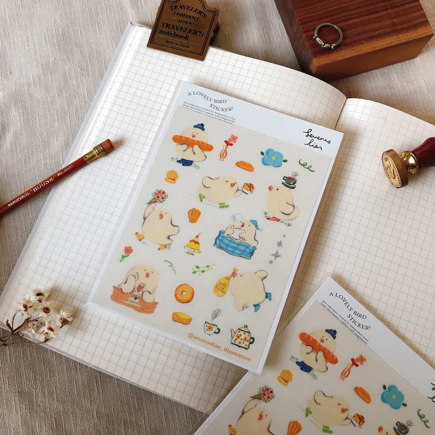小鳥下午茶 防水透明貼紙｜SEVERUS LIAN 里恩太太
