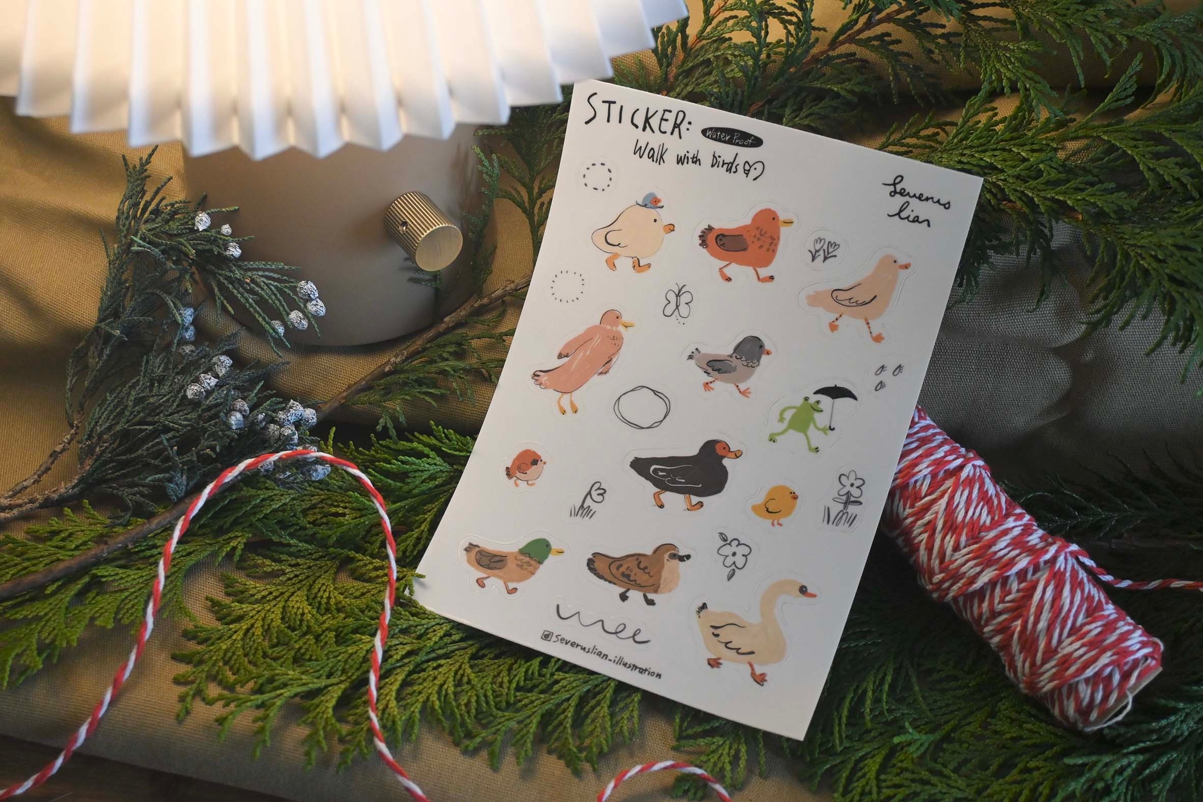 散步水鳥  防水透明貼紙｜SEVERUS LIAN 里恩太太