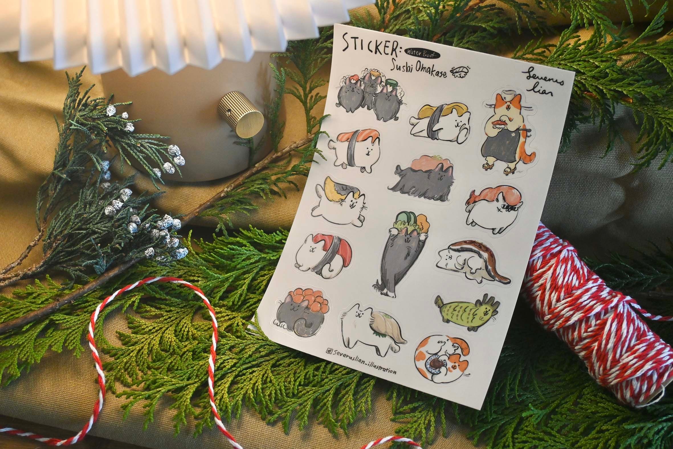 壽司貓 防水透明貼紙｜SEVERUS LIAN 里恩太太