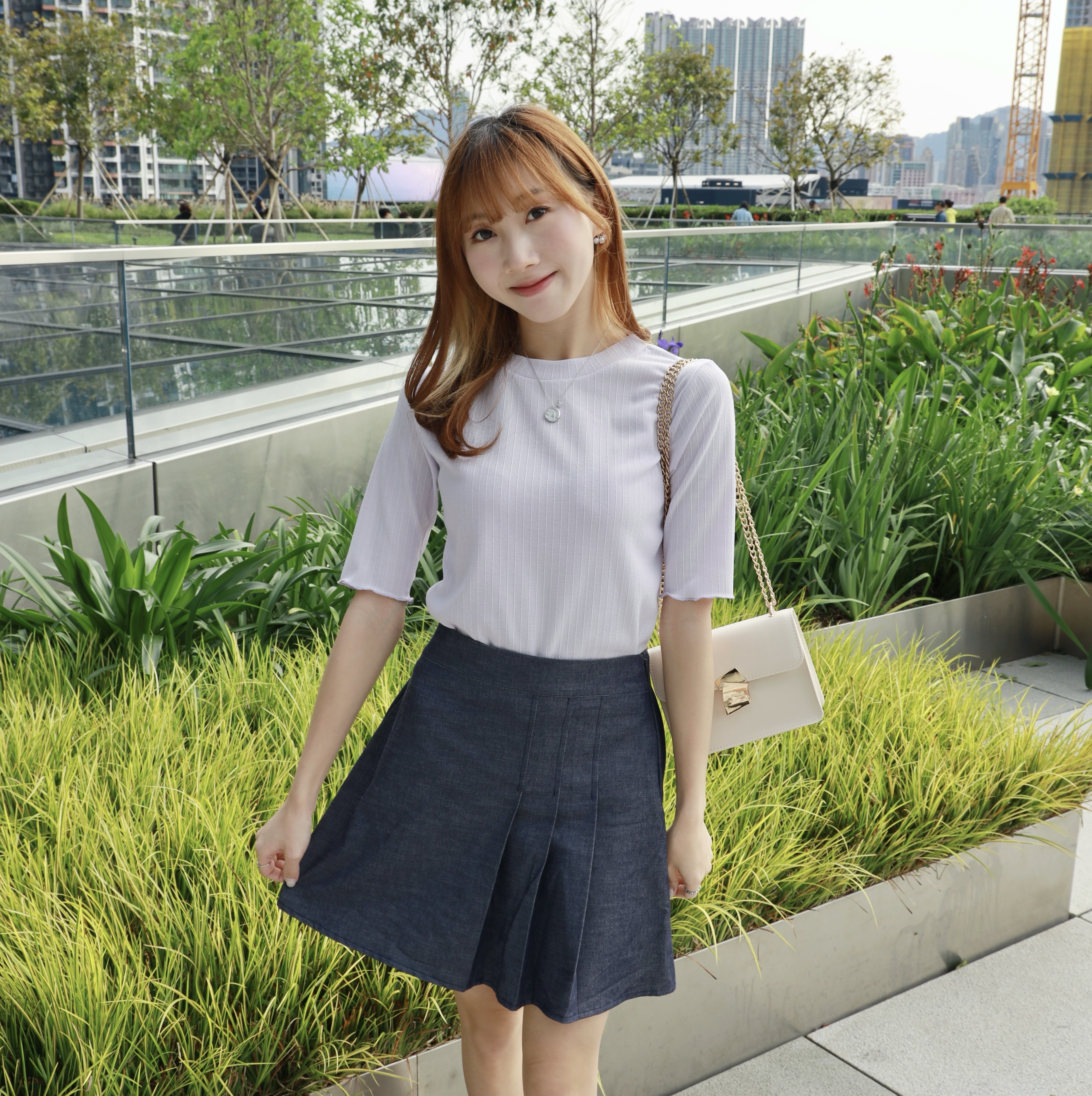 ||TOP569|| 溫柔Basic圓領木耳邊中袖Top