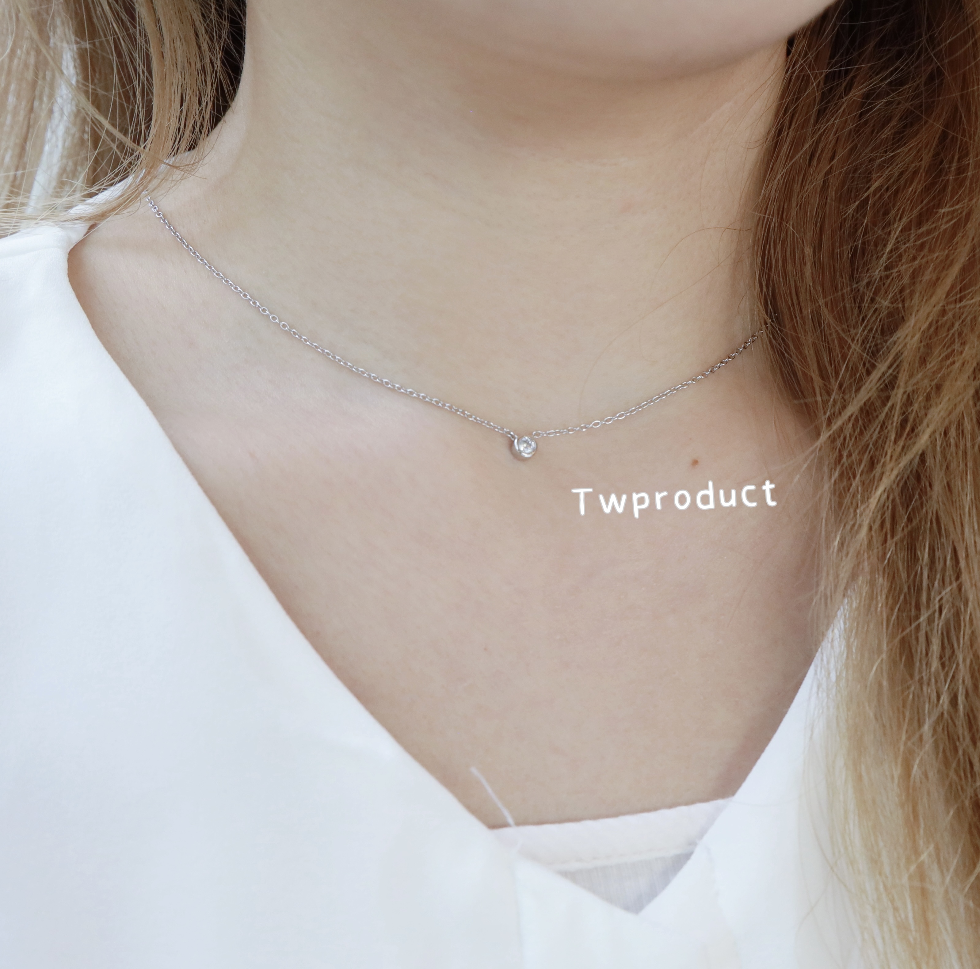 || N1-S-CZ-WG || LUMI簡約圓石純銀頸鏈