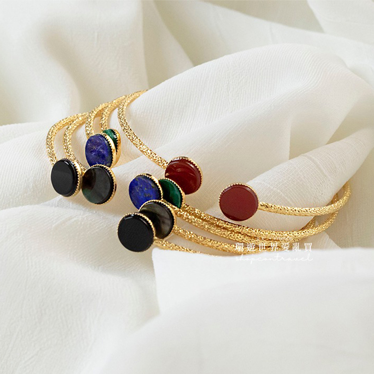 法國 Fabien Ajzenberg 可調式雙寶石米拉開口手鐲