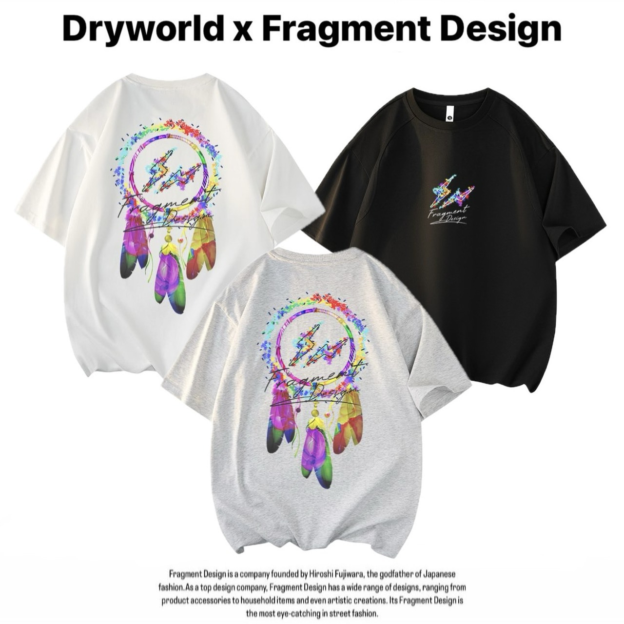 聯名 Dryworld X Fragment Design 彩色胸口閃電 背面捕夢網 短袖上衣 TEE FD-XYT3198KT3018