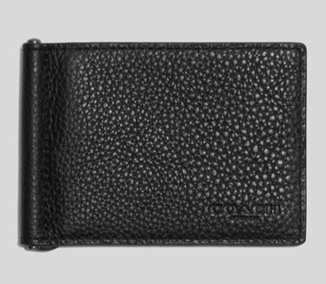 [S] COACH CH090 SLM MNY CLP BILFOLD L,QB/BLACK, 195031869785 (SCO651)