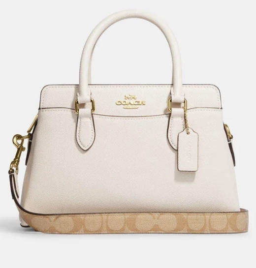 [S] COACH CH502 MINI DARCIE CARRYALL WITH SIGNATURE CANVAS DETAIL,CHALK, 195031871580 (SCO980)